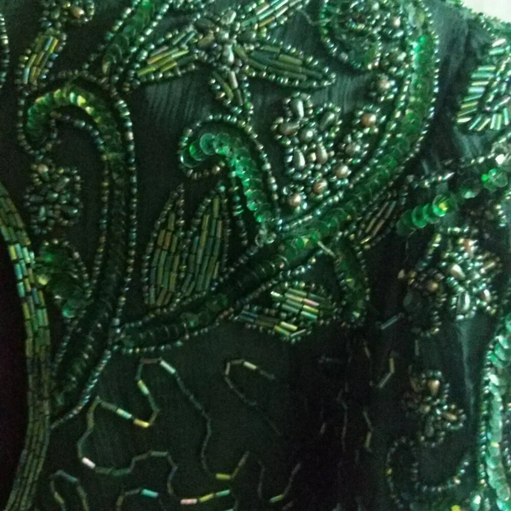 INCREDIBLE NOS 80's Green Sequin Stenay Cocktail Dress Size 6 - Picture 4 of 10
